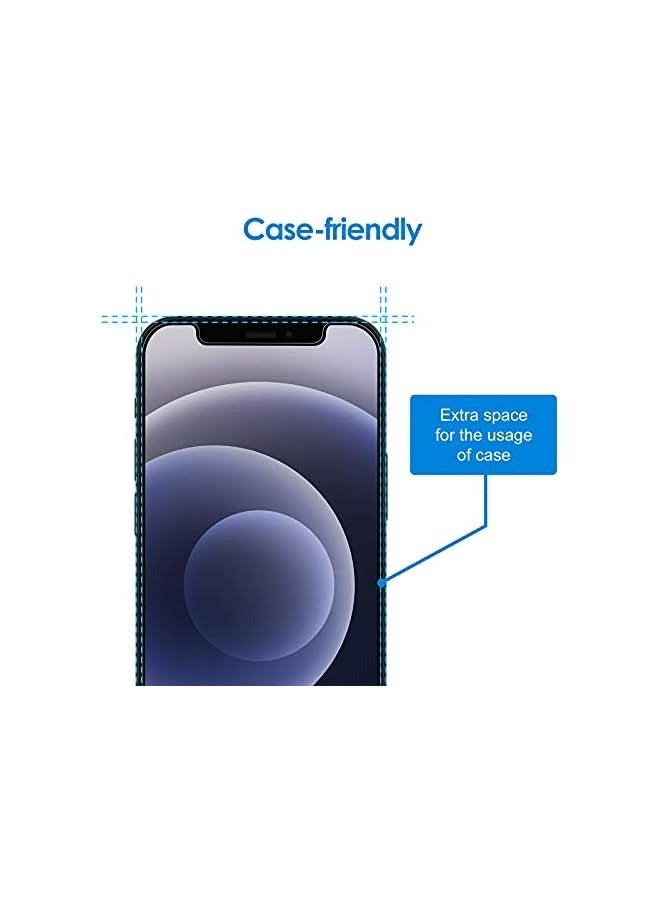 جي تيك واقي شاشة لهاتف iPhone 12/12 Pro مقاس 6.1 بوصة، طبقة من الزجاج المقوى مع أداة سهلة التركيب، عبوتان - Image 4
