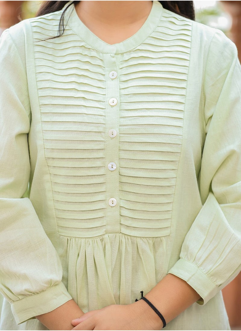 Swadesh Souq - Pastel Green Cotton Tunic Top - Image 1