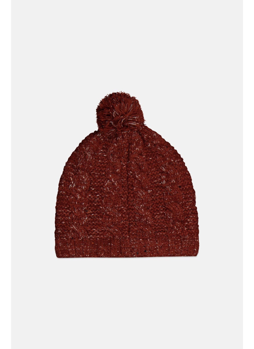 Tchibo Women Pompoms Knitted Beanie, Brown  - Image 1