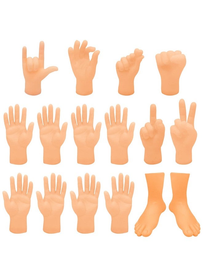 ZAKVOOR 16 Pcs Tiny Finger Hands Mini Rubber Finger Puppets Realistic Little Hand Finger For Puppet Show Gag Performance Party Favors - Image 1