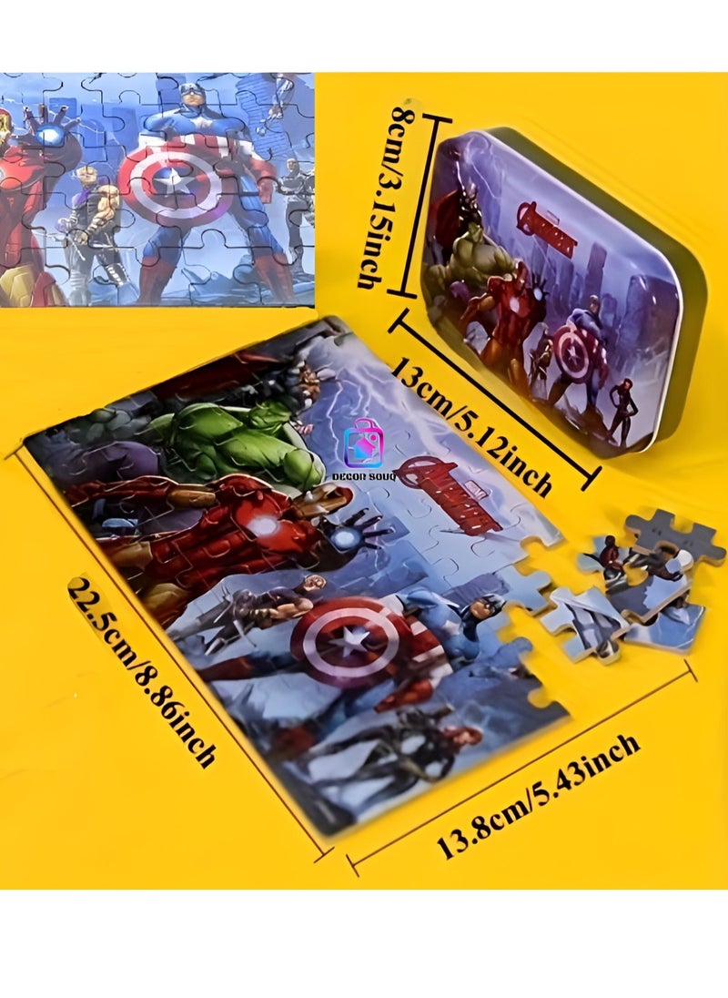 سوق الديكور لعبة أحجية الصور المقطوعة Marvel Avengers المكونة من 60 قطعة للأطفال مع صندوق - أحجية الأبطال الخارقين تتميز بشخصيات Iron Man وHulk وThor وCaptain America والمزيد - لعبة تعليمية وممتعة للأولاد والبنات من سن 3 سنوات فما فوق - مثالية للمنزل أو الفصول الدراسية أو السفر - أحجية Avengers للأطفال - لعبة تعليمية Avengers - هدية للأولاد أحجية Marvel - أحجية نشاط ذهني ممتعة - كمية محدودة  - Image 3