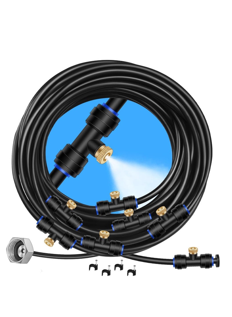 عام نظام الرذاذ، خط رذاذ بطول 75 قدمًا (23 مترًا) + 28 فوهة رذاذ نحاسية + محول نحاسي (3/4 بوصة)، رذاذ لتبريد الفناء الخارجي والحديقة الخارجية وترامبولين للحديقة المائية - Image 1