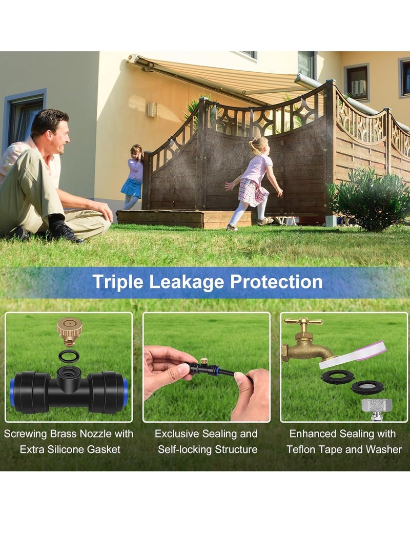 عام نظام الرذاذ، خط رذاذ بطول 75 قدمًا (23 مترًا) + 28 فوهة رذاذ نحاسية + محول نحاسي (3/4 بوصة)، رذاذ لتبريد الفناء الخارجي والحديقة الخارجية وترامبولين للحديقة المائية - Image 3