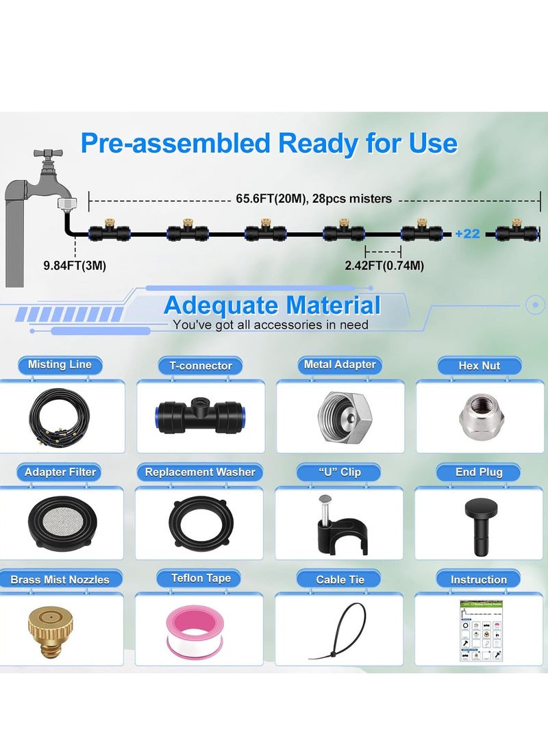 عام نظام الرذاذ، خط رذاذ بطول 75 قدمًا (23 مترًا) + 28 فوهة رذاذ نحاسية + محول نحاسي (3/4 بوصة)، رذاذ لتبريد الفناء الخارجي والحديقة الخارجية وترامبولين للحديقة المائية - Image 5
