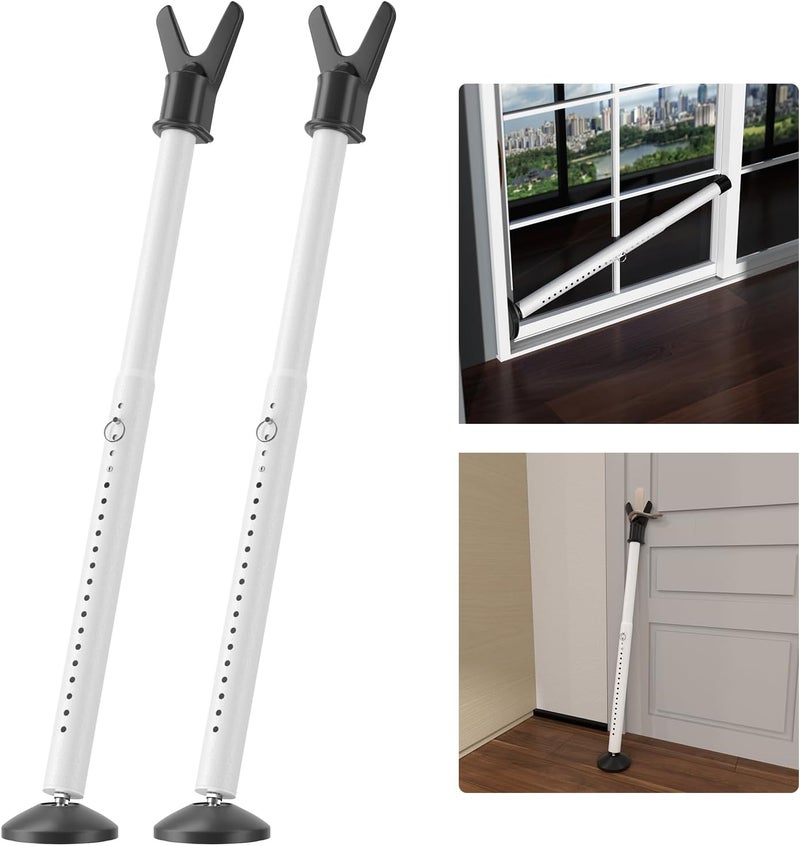 Keplrend Door Stoppers Security Bar 2 Pack - Heavy Duty Door Jammer - Adjustable Sliding Door Lock Bar - Door Barricade Security Bars for Window, Front Door, Patio Door, Apartment, Home, Hotel Room - Image 1