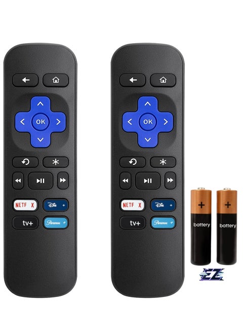 Replacement Remote Control for Roku Express, Compatible with Roku Premiere, Roku Box, Roku Player, Roku 1 2 3 4 - 【NOT Fit Any Stick or TV】(2 Pack) with battery