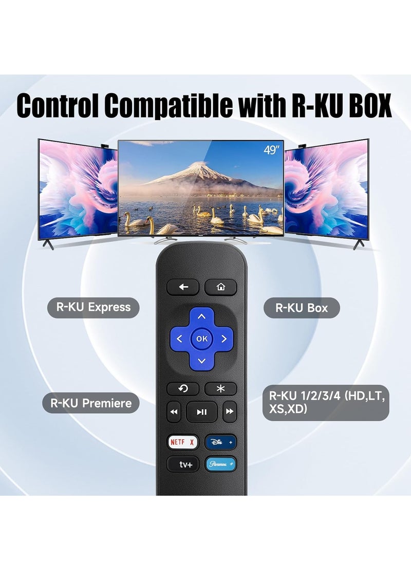 Replacement Remote Control for Roku Express, Compatible with Roku Premiere, Roku Box, Roku Player, Roku 1 2 3 4 - 【NOT Fit Any Stick or TV】(2 Pack) with battery