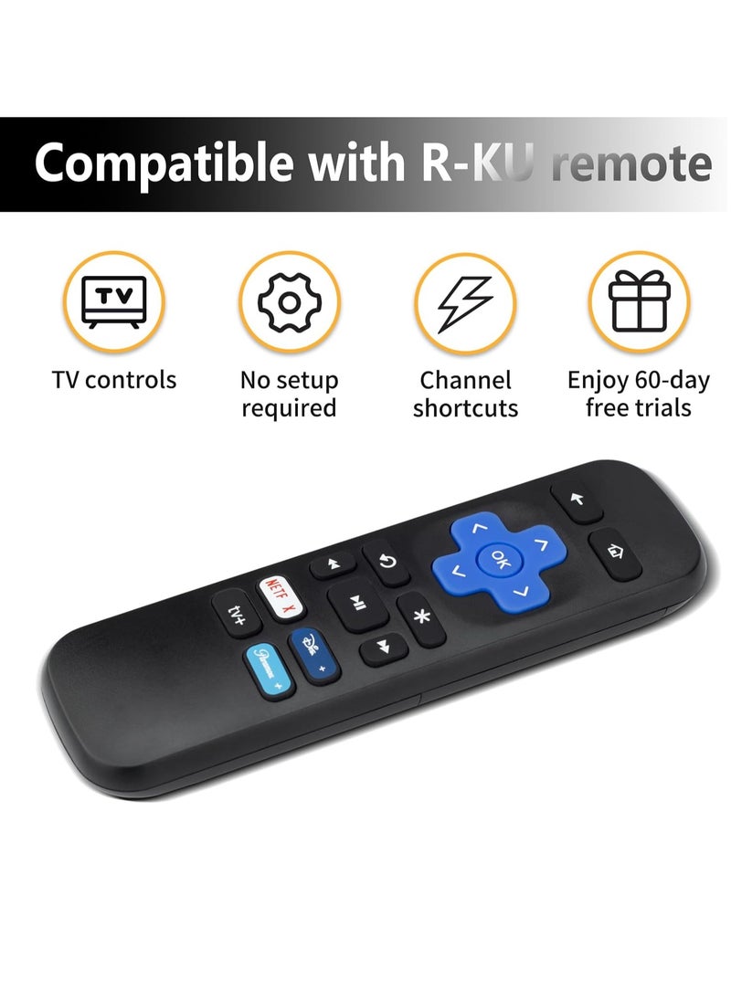 Replacement Remote Control for Roku Express, Compatible with Roku Premiere, Roku Box, Roku Player, Roku 1 2 3 4 - 【NOT Fit Any Stick or TV】(2 Pack) with battery