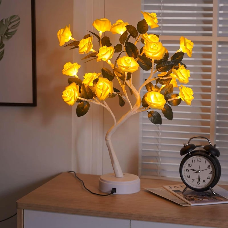 HUMAIZAR Christmas Decoration Gifts LED Table Lamp Rose Flower Tree Night Light for Home, Parties, Xmas, Wedding, Bedroom Decor (24 Rose Tree Yellow) - Image 4