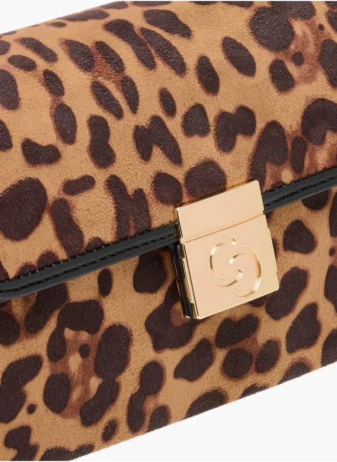 Celeste Animal Textured Crossbody Bag with Chain Strap and Flap Closure