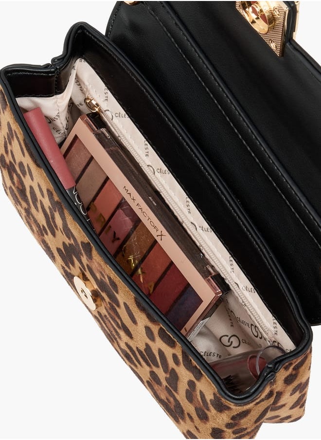 Celeste - Animal Textured Crossbody Bag with Chain Strap and Flap Closure - Image 1