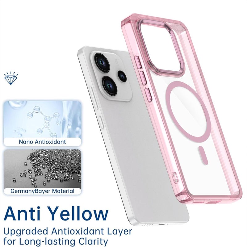 erorex For Redmi Note 14 4G 163.3mm MagSafe Magnetic Clear Phone Case(Pink) - Image 3