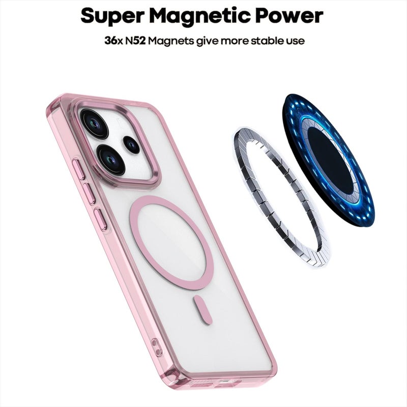 erorex For Redmi Note 14 4G 163.3mm MagSafe Magnetic Clear Phone Case(Pink) - Image 4