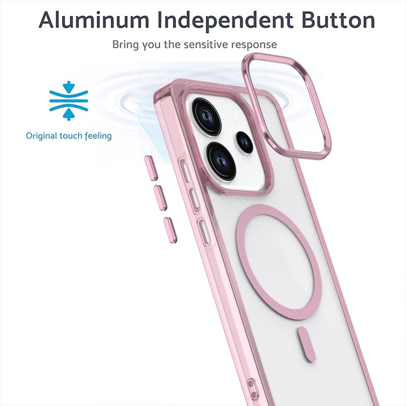 erorex For Redmi Note 14 4G 163.3mm MagSafe Magnetic Clear Phone Case(Pink) - Image 5