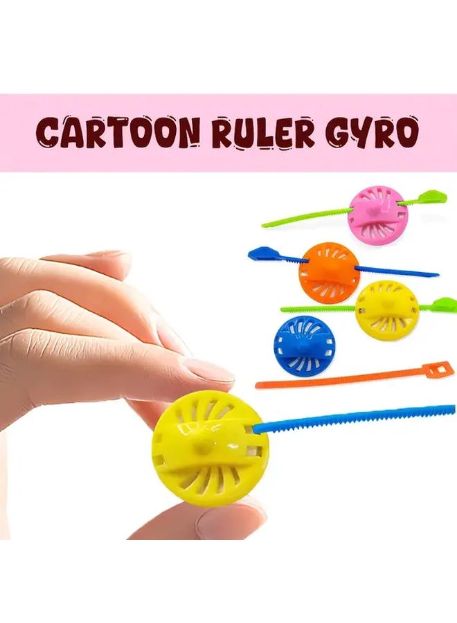 Mini Ruler Spinning Top 8pcs Cartoon Toys Lasting Rotation Easy Carry Relax Gifts - Image 1
