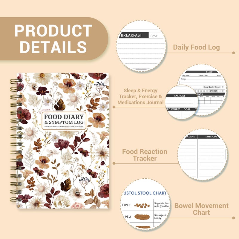 HAMIEW Food Diary and Symptom Log Book for Tracking Meals, Bowel Movements, Sleep, Reactions â€“ Bristol Stool Chart, Notebook Journal for Low FODMAP, IBS, Allergies, Intolerance â€“ Keto, Paleo, Whole30 - Image 2