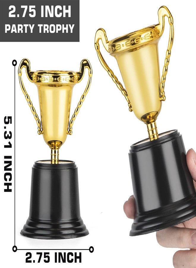 Uzoxlsn 24 Pack Gold Award Trophy, 5 Inch Plastic Golden Mini Trophies Cup For Halloween Party Favors, Kids Classroom School Rewards, Competition Or Celebration Awards Props, Sports Tournament Winning Prizes - Image 2