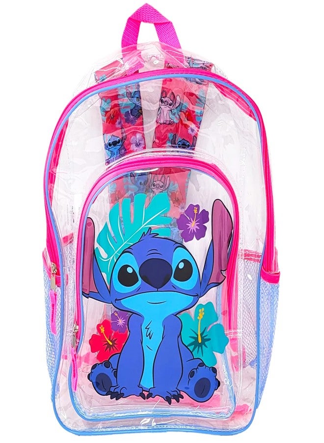 Lilo & Stitch Stitch Clear Backpack - Bundle with Disney School Bag for Girls 16 Inch, Stickers, More | Transparent Stitch Backpack for Kids School Supplies - Image 2