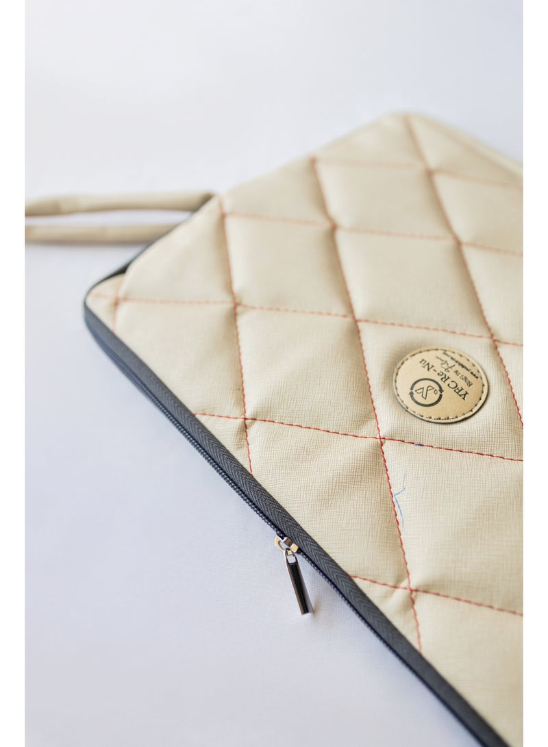Quilted Genuine Leather Laptop Sleeve Case - Image 2