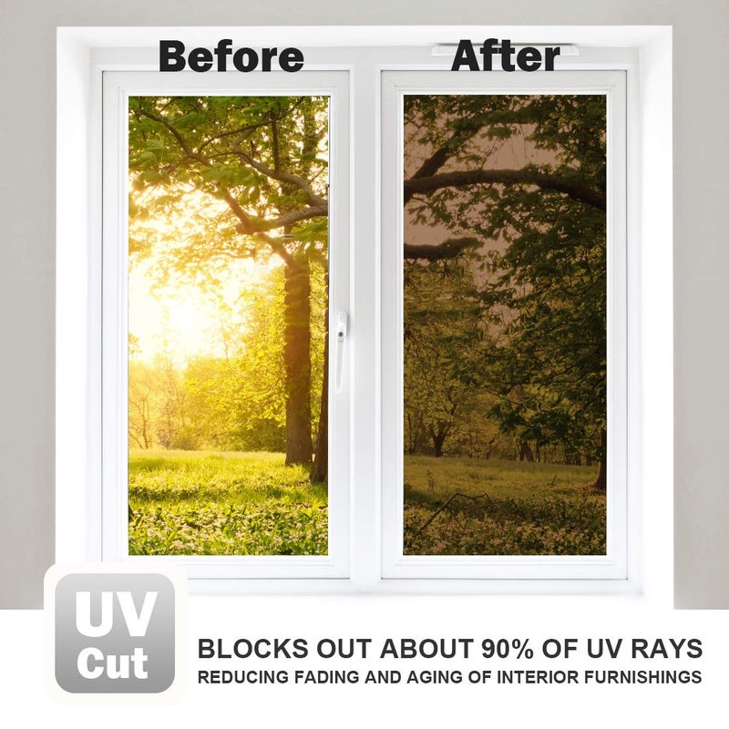 WPCTEV Reflective Window Film Mirror One Way Daytime Privacy Anti UV Static Cling Window Film Removable Decorative Screen Stickers Brown & Silver 6 Mil 23.6 Inch x 6.5 Feet - Image 5