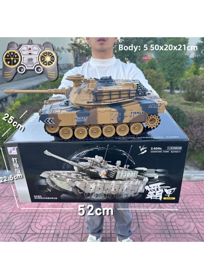 Remote Control Tank Toy 2.4G Cannon Launching Metal Crawler Charging Electric Simulation Battle Off-road Vehicle Model-Color:【789-1】american M1a2 - Image 1