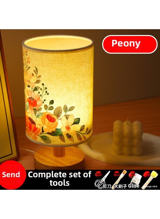 Mother's Day Butterfly Gubat Handmade Table Lamp Diy Material Group Building Activity Butterfly Bone Bat Diy Night Light-Color:Peony (full Package)  - Image 1