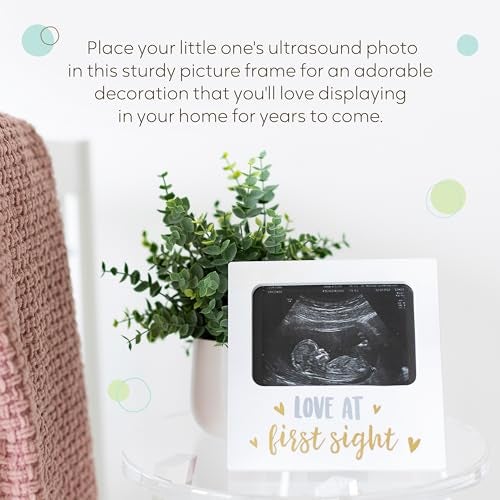 Tiny Ideas Love at First Sight Sonogram Picture Frame, Gender Neutral Ultrasound Keepsake, Ideal Pregnancy Gift, Baby Shower and Nursery Decor, 4” x6” Photo Insert, Gold, Silver And White - Image 3