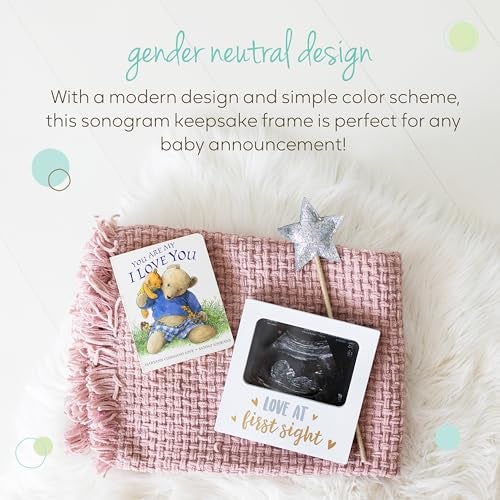 Tiny Ideas Love at First Sight Sonogram Picture Frame, Gender Neutral Ultrasound Keepsake, Ideal Pregnancy Gift, Baby Shower and Nursery Decor, 4” x6” Photo Insert, Gold, Silver And White - Image 5