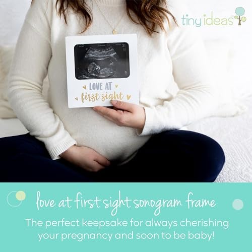 Tiny Ideas Love at First Sight Sonogram Picture Frame, Gender Neutral Ultrasound Keepsake, Ideal Pregnancy Gift, Baby Shower and Nursery Decor, 4” x6” Photo Insert, Gold, Silver And White - Image 2