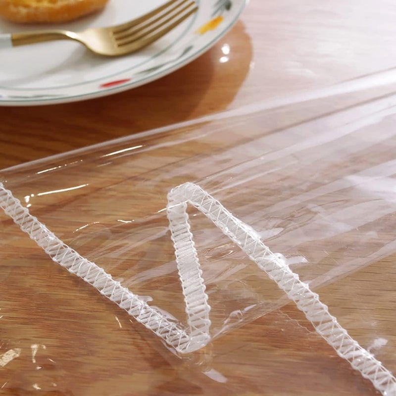 Khazna Clear Plastic Tablecloth, for Rectangle Dining Table, Table Coth Waterproof Cover PVC Protector Oil-Proof Wipeable Cloth (Transparent, 55x70 inch) - Image 4