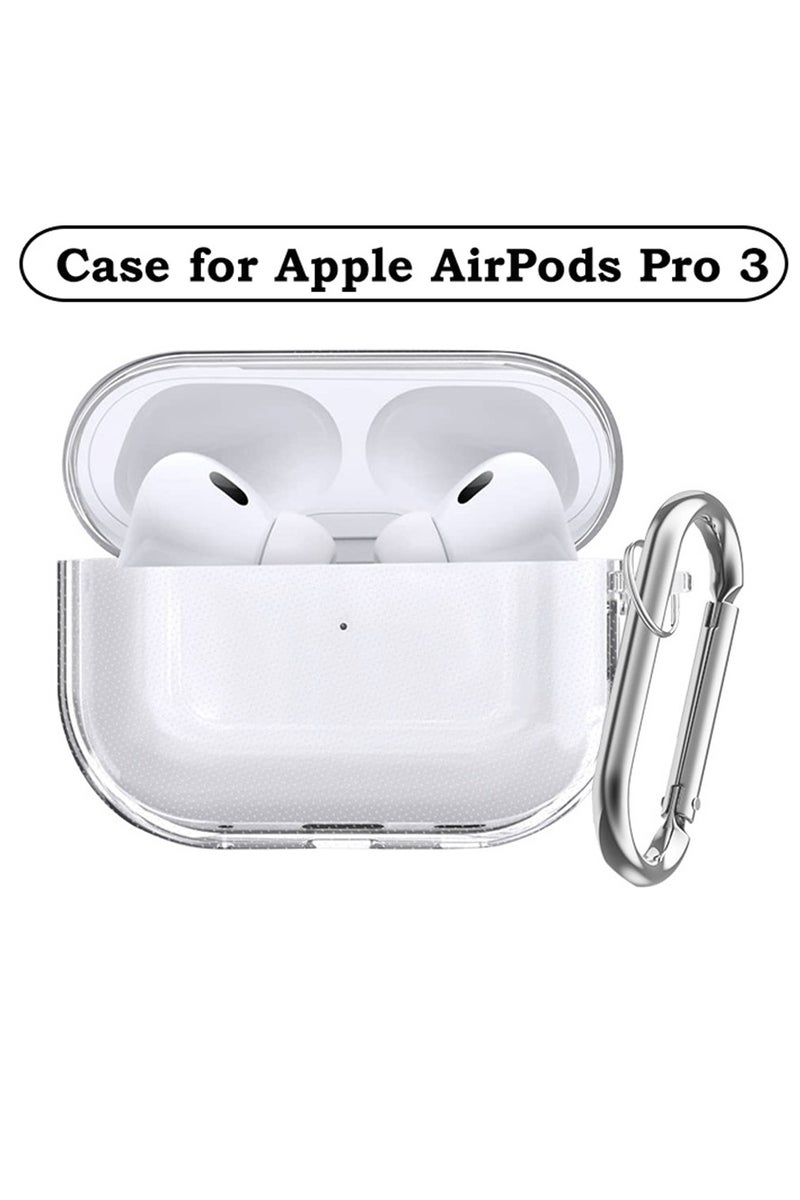 for  AirPods Pro 3 CaseTPU Clear Earphones Protective with Keychain Transparent - Image 1