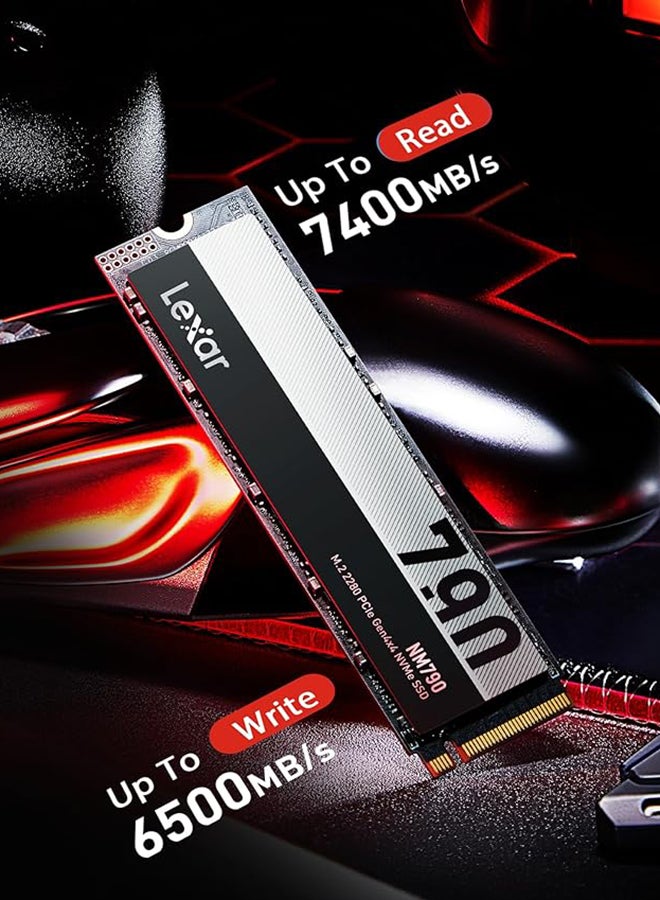 Lexar NM790 1TB SSD, M.2 2280 PCIe Gen4x4 NVMe 1.4 Internal SSD, Up to 7400MB/s Read, Up to 6500MB/s Write, Internal Solid State Drive for PS5, PC, Laptop, Gamers, Professionals (LNM790X001T-RNNNG) - Image 2