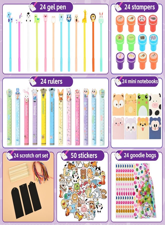 Ulema Stationery Party Favors, 24 pack Cute Stationery Party Supplies for Kids, With Pencils Rulers Erasers Sticky Notes For Birthday Goodie Bags School Classroom games Rewards School Office Supplies. - Image 2