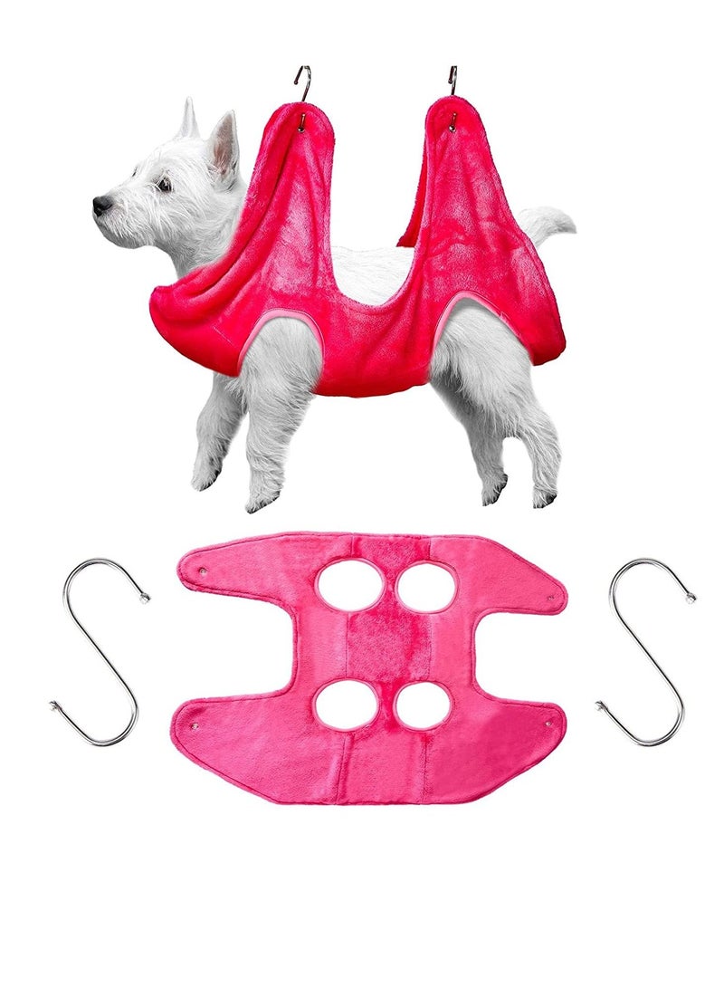 KASTWAVE Pet Hammock Helper Towel, Dog Grooming Hammock Harness, Pet Restraint Bag, Multifunctional Pet Cat Bath Towel for Trimming Nail, Bathing, Washing, Grooming (Red)  - Image 1