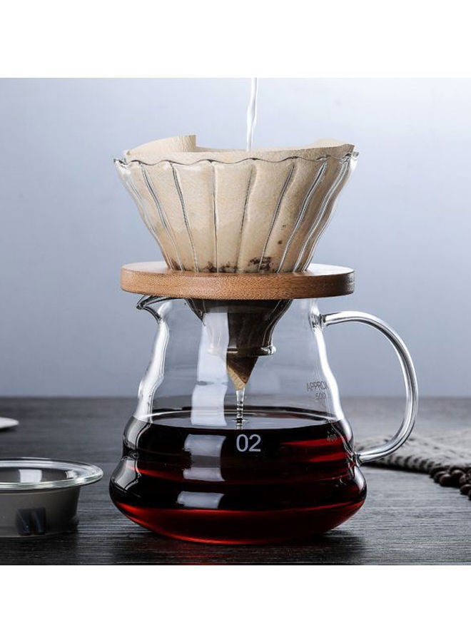 Y&D V60 Glass Coffee Dripper With Wooden Base Clear 500ml - Image 3
