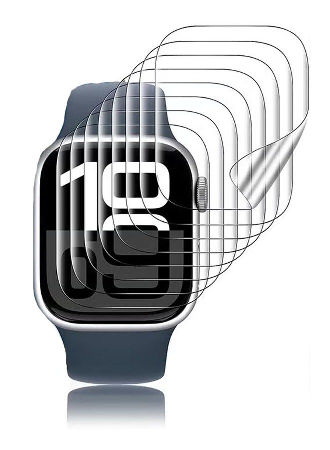 [عبوة من 8 قطع] واقي شاشة لساعة Apple Watch Series 10-46 مم، غشاء TPU ناعم ممتاز بتغطية كاملة لساعة iWatch S10 2024، شفاف عالي الدقة مضاد للخدش (46 مم)  - Image 1