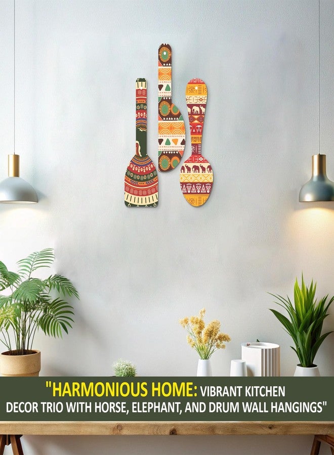 Twinster Wooden Wall Hanging Decor Items, Stylish Unique Elegant Designs, Set of 3, Mandala Animal, Kitchen Decor (Modern art) - Image 5