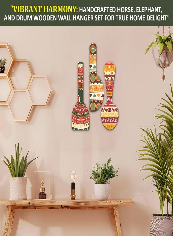 Twinster Wooden Wall Hanging Decor Items, Stylish Unique Elegant Designs, Set of 3, Mandala Animal, Kitchen Decor (Modern art) - Image 2