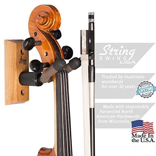 String Swing Violin Hanger Wooden Wall Mount for Home & Studio CC01V-O Hardwood Oak (2 Pack) - Image 3