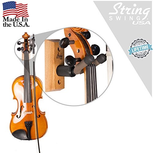 String Swing Violin Hanger Wooden Wall Mount for Home & Studio CC01V-O Hardwood Oak (2 Pack) - Image 4