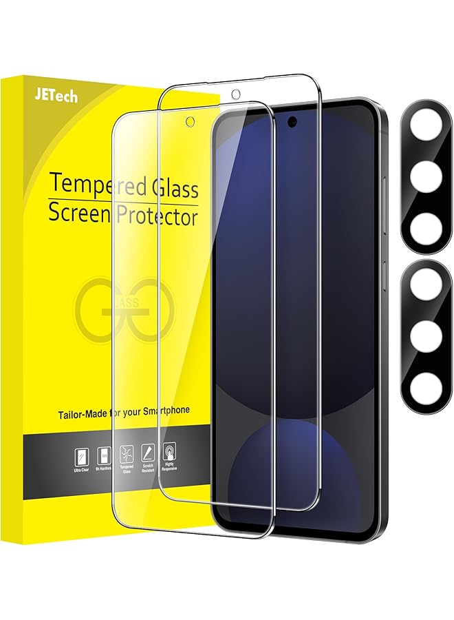 جي تيك واقي شاشة لهاتف Samsung Galaxy S24 Fe مع واقي عدسة الكاميرا، غشاء زجاجي مقوى متوافق مع معرف بصمة الإصبع، شفاف عالي الدقة، عبوتان لكل منهما - Image 1