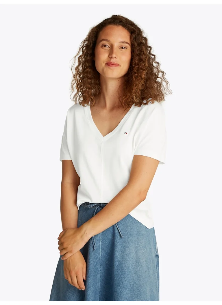تومي هيلفيغر Logo V Neck T-Shirt