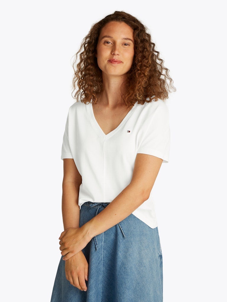 TOMMY HILFIGER Logo V Neck T-Shirt - Image 1