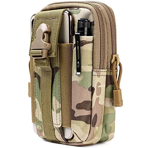 TOURTIER Tactical Molle Pouch, Compact Utility Belt Pouch, Military Army EDC Waist Bag with Cell Phone Holster for Sports, Hiking, Camping, Traveling (Chikugreen) - Image 1