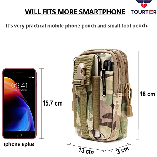 TOURTIER Tactical Molle Pouch, Compact Utility Belt Pouch, Military Army EDC Waist Bag with Cell Phone Holster for Sports, Hiking, Camping, Traveling (Chikugreen) - Image 2