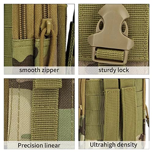 TOURTIER Tactical Molle Pouch, Compact Utility Belt Pouch, Military Army EDC Waist Bag with Cell Phone Holster for Sports, Hiking, Camping, Traveling (Chikugreen) - Image 4