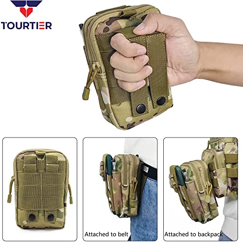 TOURTIER Tactical Molle Pouch, Compact Utility Belt Pouch, Military Army EDC Waist Bag with Cell Phone Holster for Sports, Hiking, Camping, Traveling (Chikugreen) - Image 5