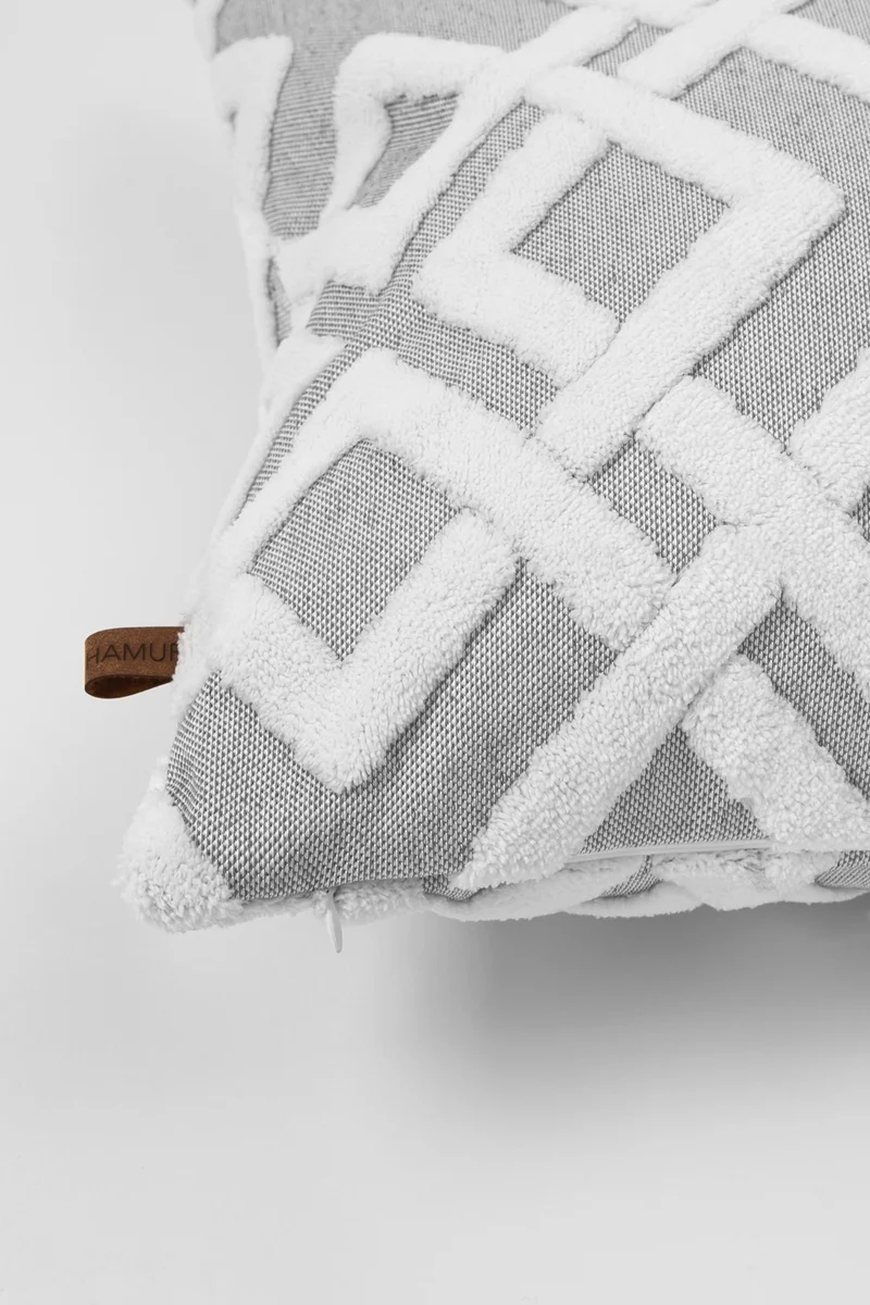 Hamur Dough Bohemian Special Design Punch Punch Pattern Decorative Throw Pillow Cover Mila Gray