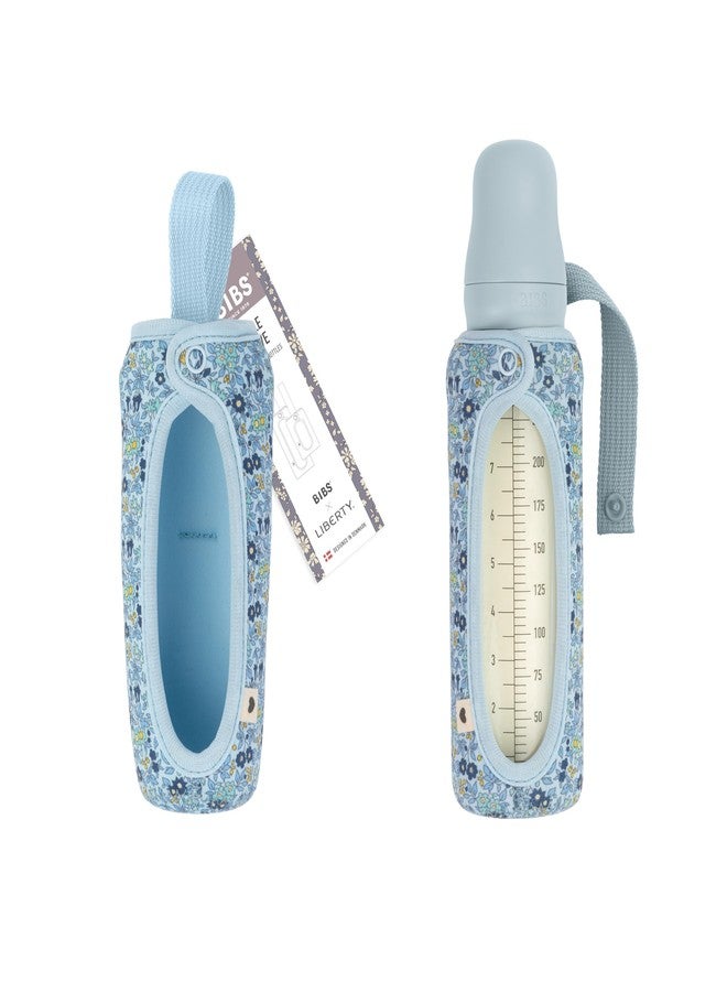BIBS x Liberty Baby Bottle Cover Large 225ml - Neoprene Protective Cover for BIBS Bottles - Liberty Print Design, Large, Charmomile Lawn Baby Blue - Image 1