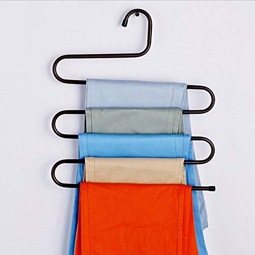 Everbuy® Metal S-Shape 5 Layers Magic Hanger for Wardrobe, Sarees, Pants, Scarfs & Other Clothes Multi Purpose Hanger, Made in India (Assorted Colour) - Image 1